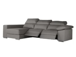 Canapé D'angle Gauche Relax électrique Avec Têtières En Tissu Gris DIDIUS -Canapé Soldes Boutique canape 12474705
