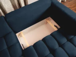 Canapé D'angle Gauche Convertible En Velours Bleu Nuit ESILIA -Canapé Soldes Boutique canape 12479465