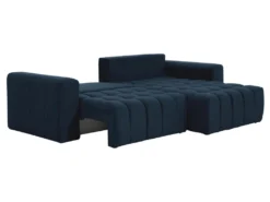 Canapé D'angle Droit Convertible En Velours Bleu Nuit ESILIA -Canapé Soldes Boutique canape 12479965