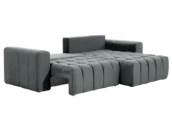 Canapé D'angle Droit Convertible En Velours Gris ESILIA -Canapé Soldes Boutique canape 12486379