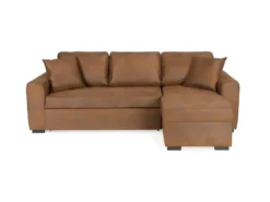 Canape Dangle Convertible Reversible - Tissu Marron Vintage - L 244 X P 151 X H 90 - HAMILTON - Fabrique En Ukraine
