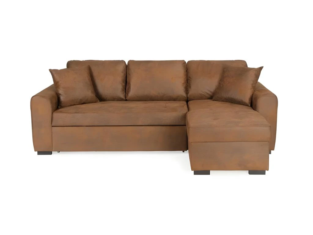Canape Dangle Convertible Reversible - Tissu Marron Vintage - L 244 X P 151 X H 90 - HAMILTON - Fabrique En Ukraine 1 Canape Dangle Convertible Reversible - Tissu Marron Vintage - L 244 X P 151 X H 90 - HAMILTON - Fabrique En Ukraine