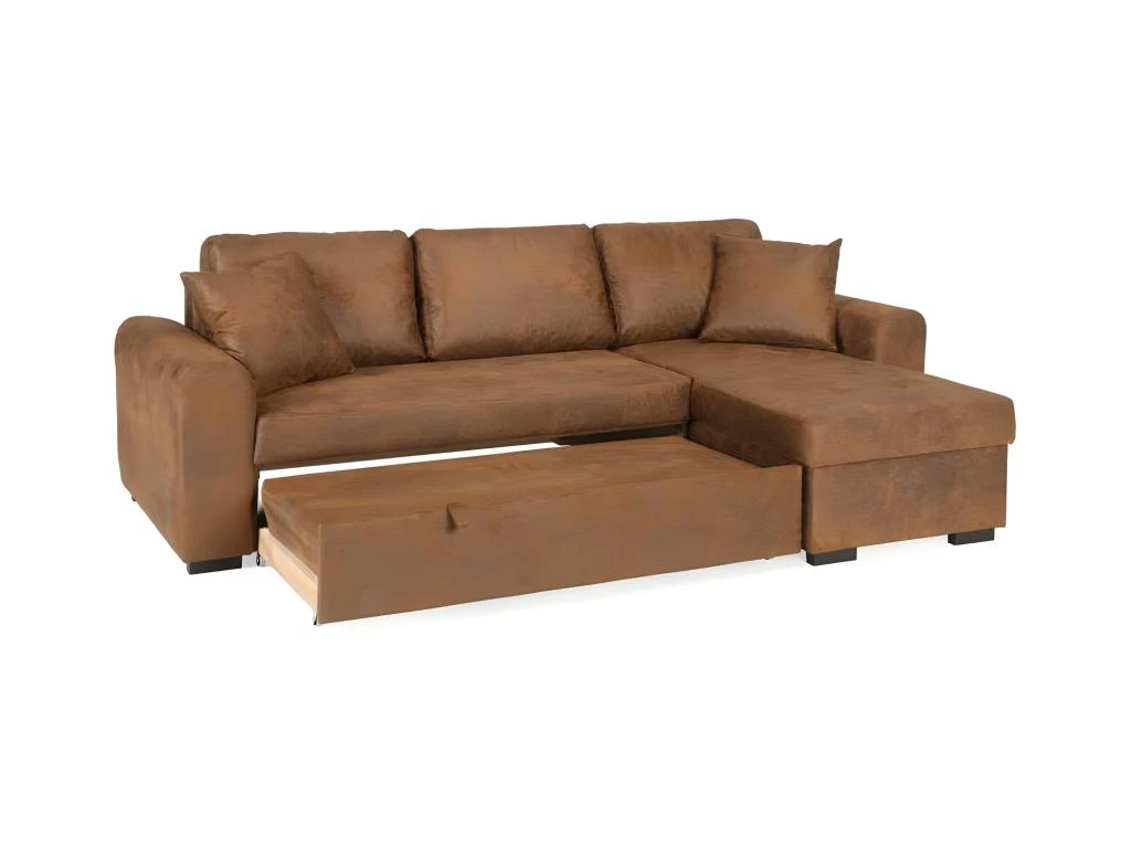 Canape Dangle Convertible Reversible - Tissu Marron Vintage - L 244 X P 151 X H 90 - HAMILTON - Fabrique En Ukraine 3 Canape Dangle Convertible Reversible - Tissu Marron Vintage - L 244 X P 151 X H 90 - HAMILTON - Fabrique En Ukraine – Image 3