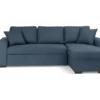 Canapé D'angle Convertible Réversible - Tissu Bleu - HAMILTON - L 244 X P 151 X H 90 - Fabriqué En Ukraine