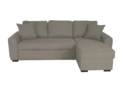 Canapé D'angle Convertible Réversible 4 Places - Tissu Beige - Contemporain - HAMILTON