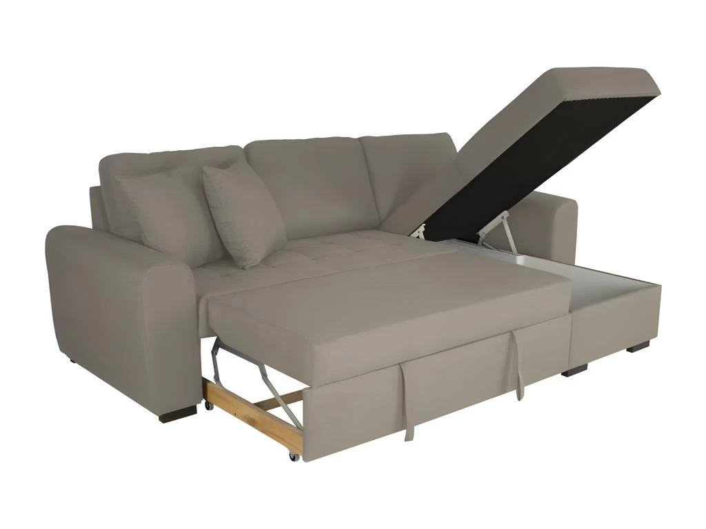 Canapé D'angle Convertible Réversible 4 Places - Tissu Beige - Contemporain - HAMILTON 3 Canapé D'angle Convertible Réversible 4 Places - Tissu Beige - Contemporain - HAMILTON – Image 3