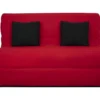 DUNLOPILLO Banquette BZ - Tissu Rouge + 2 Coussins Noir - L 140 X P 99 X H 98 Cm - Made In France - ALICE