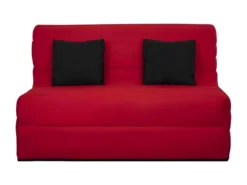 DUNLOPILLO Banquette BZ - Tissu Rouge + 2 Coussins Noir - L 140 X P 99 X H 98 Cm - Made In France - ALICE