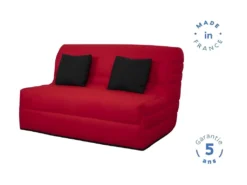 DUNLOPILLO Banquette BZ - Tissu Rouge + 2 Coussins Noir - L 140 X P 99 X H 98 Cm - Made In France - ALICE -Canapé Soldes Boutique canape 12497657