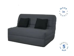 DUNLOPILLO Banquette BZ Dunlopillo - Tissu Gris + 2 Coussins Noir - L 140 X P 99 X H 98 Cm - Made In France - ALICE -Canapé Soldes Boutique canape 12497721