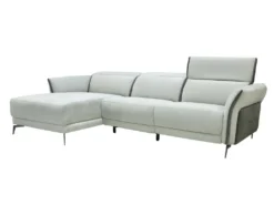 Canapé D'angle Gauche Relax électrique En Tissu Gris Clair Et Gris Anthracite GERALDINE -Canapé Soldes Boutique canape 12509145