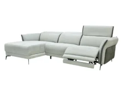 Canapé D'angle Gauche Relax électrique En Tissu Gris Clair Et Gris Anthracite GERALDINE -Canapé Soldes Boutique canape 12509147