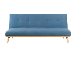 AMALIA Banquette Clic Clac 3 Places Capitonné - Tissu Bleu - L 180 X P 67 X H 80 Cm