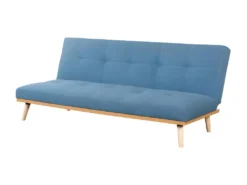 AMALIA Banquette Clic Clac 3 Places Capitonné - Tissu Bleu - L 180 X P 67 X H 80 Cm -Canapé Soldes Boutique canape 12511155