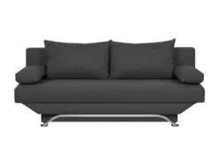 TEIJO Banquette Convertible 3 Places Avec Coffre De Rangement - Tissu Gris Anthracite - L 190 X P 84 X H 92 Cm