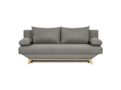 TEIJO Banquette Convertible 3 Places Avec Coffre De Rangement - Tissu Taupe - L187 X P 91 X H 82 Cm