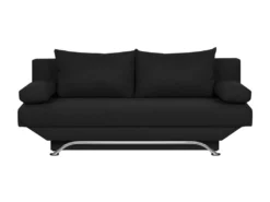 TEIJO Banquette Convertible 3 Places Avec Coffre De Rangement - Tissu Noir - L 190 X P 84 X H 92 Cm