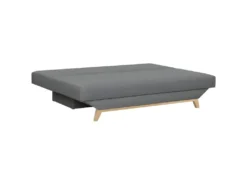 TEIJO Banquette Convertible 3 Places + Coffre De Rangement - Pieds Bois Clair - Tissu Gris Clair - L187 X P 91 X H 82 Cm -Canapé Soldes Boutique canape 12511285