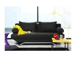 Banquette Convertible TEIJO 3 Places - Tissu Noir - Contemporain - L187 X P 91 X H 82 Cm