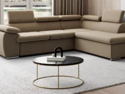 Canapé D'angle Convertible En Tissu Avec Coffre De Rangement FABIEN - Beige - Angle Droit -Canapé Soldes Boutique canape 12520271