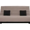 DUNLOPILLO Banquette Clic Clac - Tissu Taupe + 2 Coussins Noir - L 194 X P 98 X H 102 Cm - Made In France - ALEX
