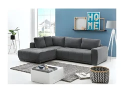 Canape Dangle Convertible Gauche - Tissu Gris - L 280 X P 204 X H 66 Cm - BOLERO -Canapé Soldes Boutique canape 12578177