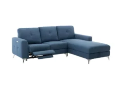 Canape Dangle Droit Avec 1 Place Relax Electrique + Coffre - Tissu Bleu - L 260 X P 51 X H 90 Cm - FRANKLIN -Canapé Soldes Boutique canape 12579467