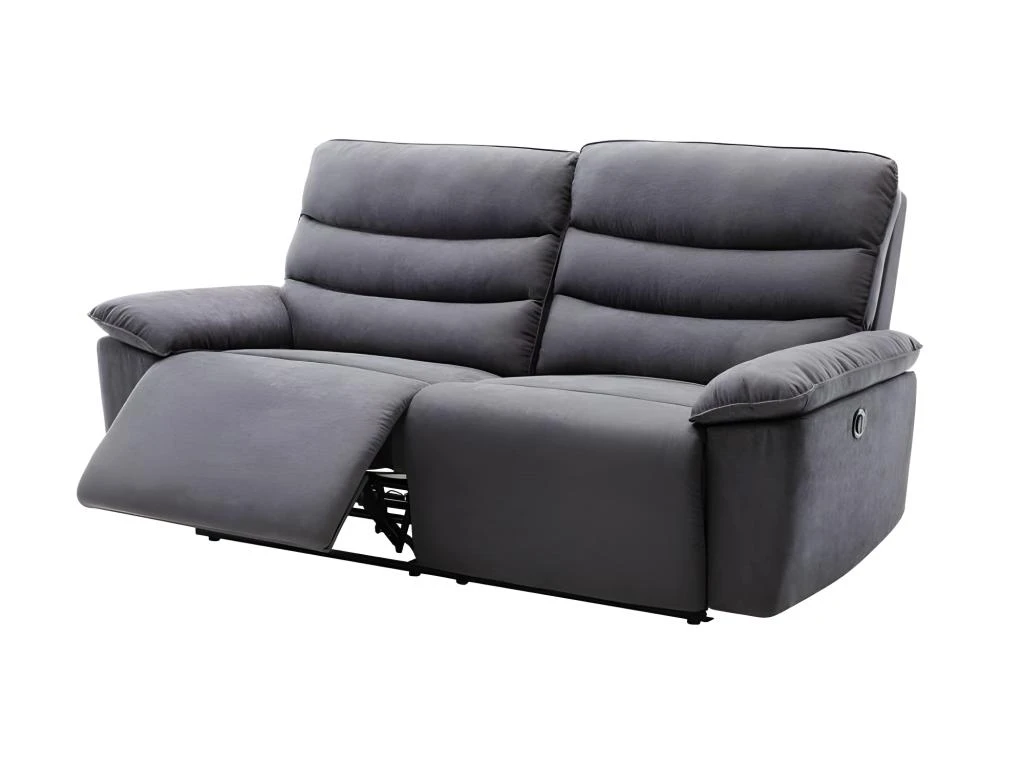 BLAKE Canape 3 Places Dont 2 Relax Electrique - Tissu Gris - L 206 X P 96 X H 100 Cm 4 BLAKE Canape 3 Places Dont 2 Relax Electrique - Tissu Gris - L 206 X P 96 X H 100 Cm – Image 4