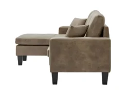 Canapé D'angle Reversible - Cuir Marron - L 194 X P 139 X H 83 Cm - NEVADA - Pieds Métal -Canapé Soldes Boutique canape 12586933