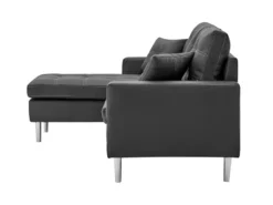 Canapé D'angle Reversible - Cuir Noir Et Gris - Pieds Métal - L 194 X P 139 X H 83 Cm - NEVADA -Canapé Soldes Boutique canape 12587023