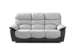 Canapé 3 Places Relax Manuel - Simili Gris Clair Et Gris Foncé - SOBRAL