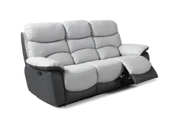 Canapé 3 Places Relax Manuel - Simili Gris Clair Et Gris Foncé - SOBRAL -Canapé Soldes Boutique canape 12587053