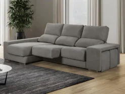 Canapé D'angle Gauche Relax En Tissu Gris Avec Têtières FERNANDO -Canapé Soldes Boutique canape 12593641