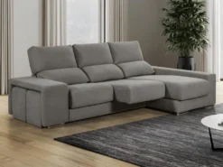 Canapé D'angle Droit Relax En Tissu Gris Avec Têtières FERNANDO -Canapé Soldes Boutique canape 12593645