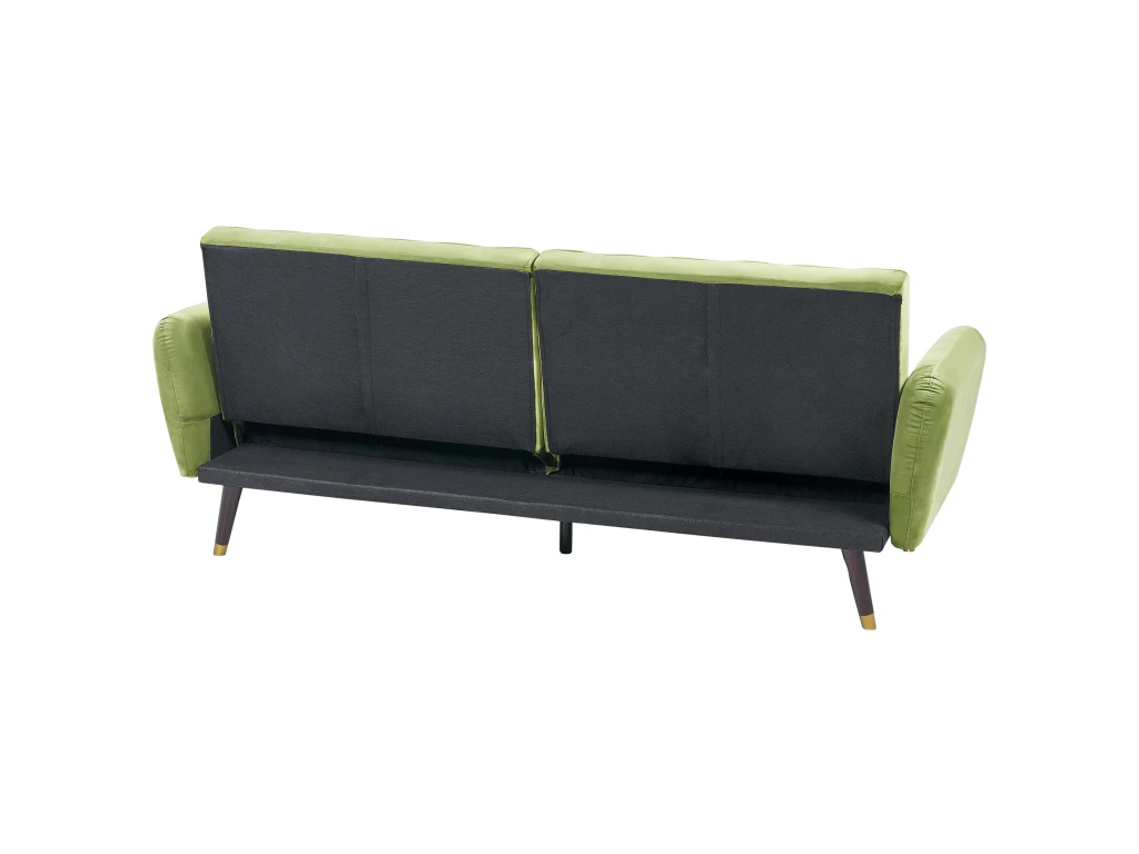 Canapé Convertible 3 Places En Velours Vert Olive VIMMERBY 4 Canapé Convertible 3 Places En Velours Vert Olive VIMMERBY – Image 4