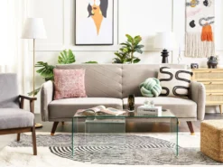 Canapé Convertible 3 Places En Velours Taupe SENJA