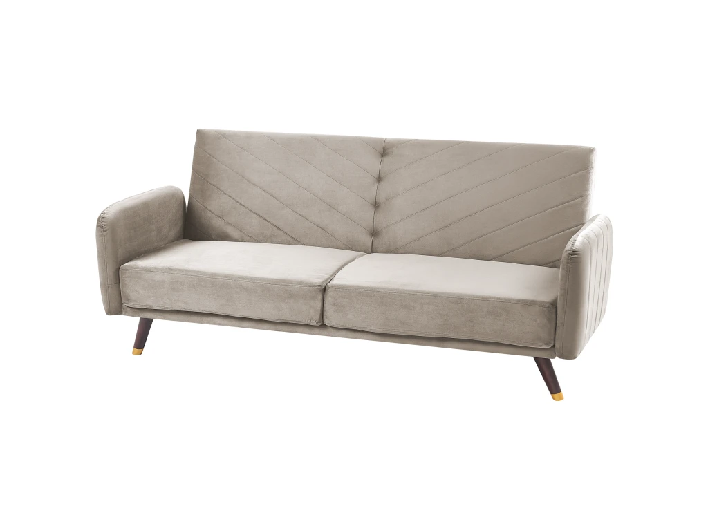 Canapé Convertible 3 Places En Velours Taupe SENJA 3 Canapé Convertible 3 Places En Velours Taupe SENJA – Image 3