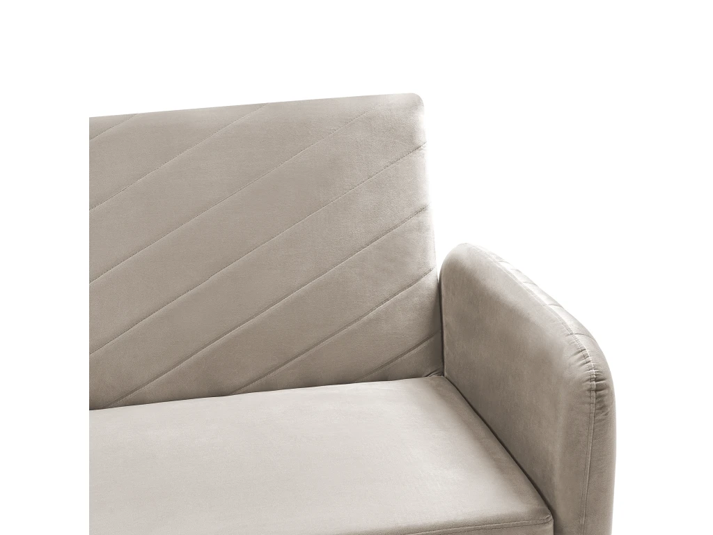 Canapé Convertible 3 Places En Velours Taupe SENJA 4 Canapé Convertible 3 Places En Velours Taupe SENJA – Image 4
