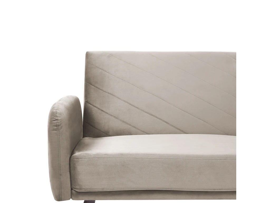 Canapé Convertible 3 Places En Velours Taupe SENJA 5 Canapé Convertible 3 Places En Velours Taupe SENJA – Image 5