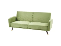 Canapé Convertible 3 Places En Velours Vert Olive SENJA -Canapé Soldes Boutique canape 12594589