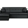 ROMAN Canape Dangle Reversible Convertible 3 Places + Coffre De Rangement - Simili Noir - Contemporain - L 235 X P 85 - 153 Cm