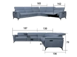 Canapé D'angle Panoramique Relax électrique - Tissu Bleu Clair - MELBOURNE -Canapé Soldes Boutique canape 12598843