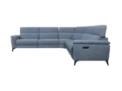 Canapé D'angle Panoramique Relax électrique - Tissu Bleu Clair - MELBOURNE -Canapé Soldes Boutique canape 12598845