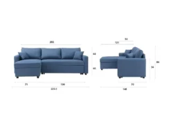 Canapé D'angle Gauche Convertible Grand Couchage + Coffre - Tissu Bleu- L 228 X P 148 X H 86 Cm - OWENS -Canapé Soldes Boutique canape 12598907