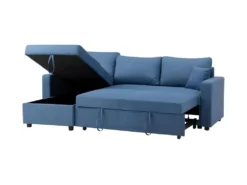 Canapé D'angle Gauche Convertible Grand Couchage + Coffre - Tissu Bleu- L 228 X P 148 X H 86 Cm - OWENS -Canapé Soldes Boutique canape 12598909