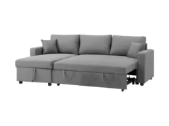 Canapé D'angle Convertible Grand Couchage + Coffre 3 Places Owens - Tissu Gris - L 228 X P 148 X H 86 Cm -Canapé Soldes Boutique canape 12598915