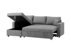 Canapé D'angle Convertible Grand Couchage + Coffre 3 Places Owens - Tissu Gris - L 228 X P 148 X H 86 Cm -Canapé Soldes Boutique canape 12598919