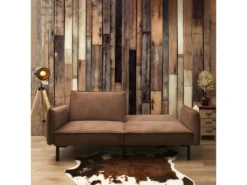 FLIP - Canapé Convertible Bois D'Eucalyptus Tissu Marron -Canapé Soldes Boutique canape 12599033