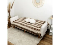 FLIP - Canapé Convertible Bois D'Eucalyptus Tissu Blanc -Canapé Soldes Boutique canape 12599045