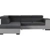 ARMSTRONG Canape Dangle Gauche Convertible + Coffre 5 Places - Tissu Gris Clair Et Gris Fonce -L 271 X P 220 X H 77 Cm